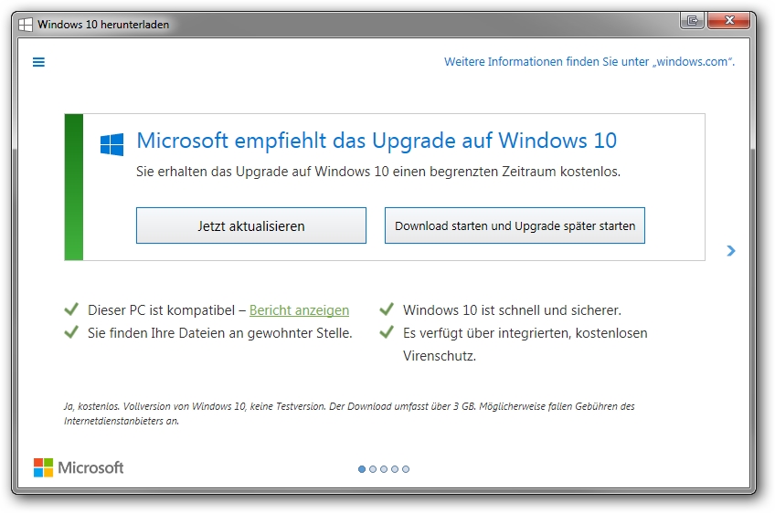 Windows10Upgrade-Meldung